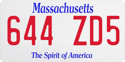 MA license plate 644ZD5