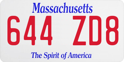 MA license plate 644ZD8