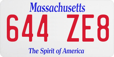 MA license plate 644ZE8
