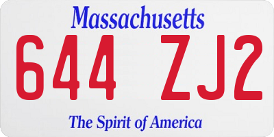 MA license plate 644ZJ2