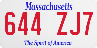 MA license plate 644ZJ7