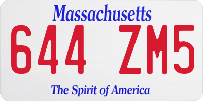 MA license plate 644ZM5