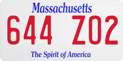 MA license plate 644ZO2