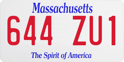 MA license plate 644ZU1