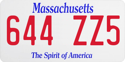 MA license plate 644ZZ5