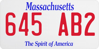 MA license plate 645AB2