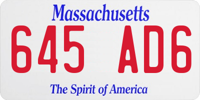 MA license plate 645AD6