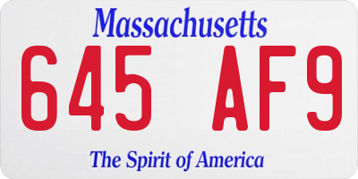 MA license plate 645AF9
