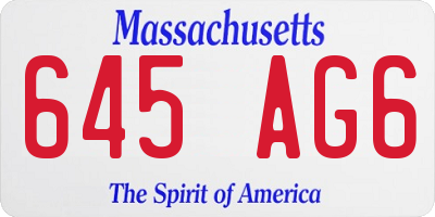 MA license plate 645AG6