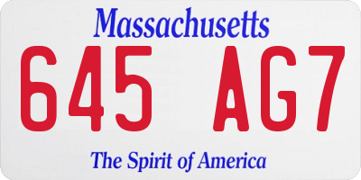 MA license plate 645AG7