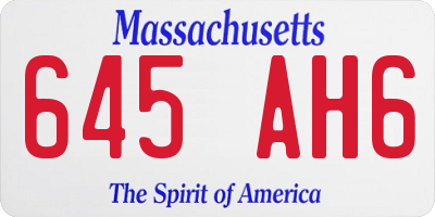 MA license plate 645AH6
