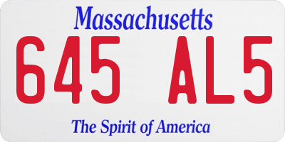 MA license plate 645AL5