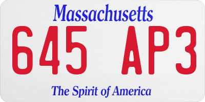 MA license plate 645AP3