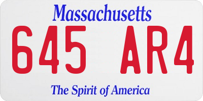 MA license plate 645AR4