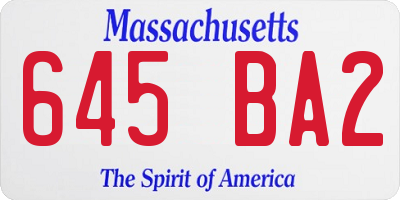 MA license plate 645BA2