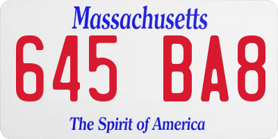 MA license plate 645BA8