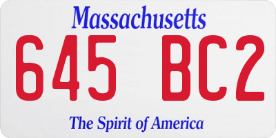 MA license plate 645BC2