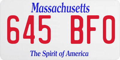 MA license plate 645BF0
