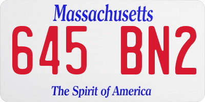 MA license plate 645BN2
