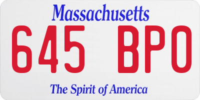 MA license plate 645BP0