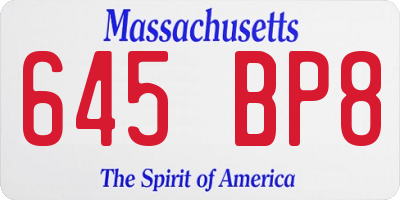 MA license plate 645BP8