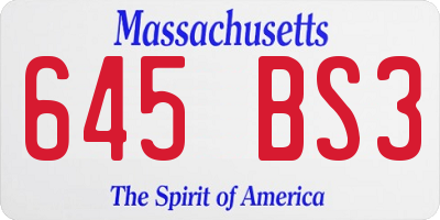 MA license plate 645BS3