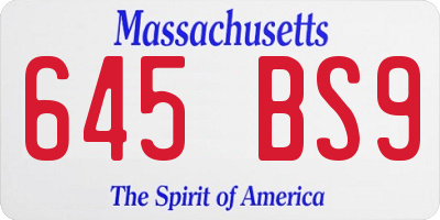 MA license plate 645BS9