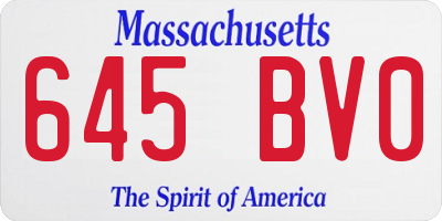 MA license plate 645BV0