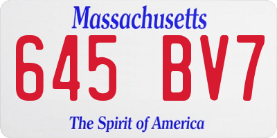 MA license plate 645BV7