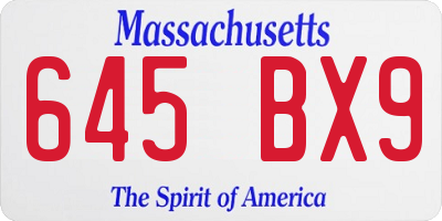 MA license plate 645BX9