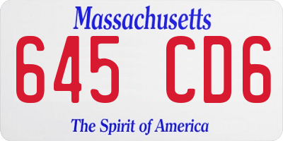 MA license plate 645CD6