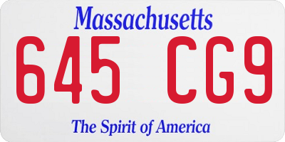 MA license plate 645CG9