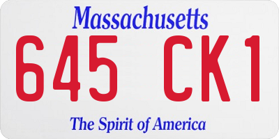 MA license plate 645CK1
