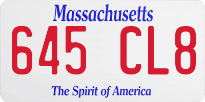 MA license plate 645CL8