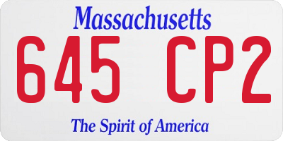 MA license plate 645CP2