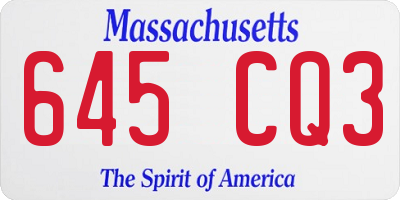 MA license plate 645CQ3