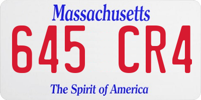 MA license plate 645CR4