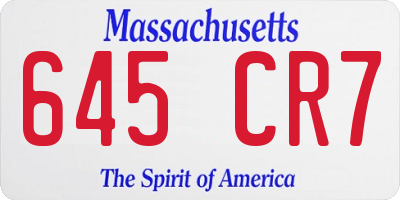 MA license plate 645CR7