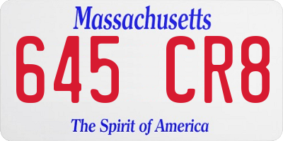MA license plate 645CR8