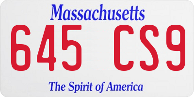MA license plate 645CS9