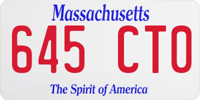 MA license plate 645CT0