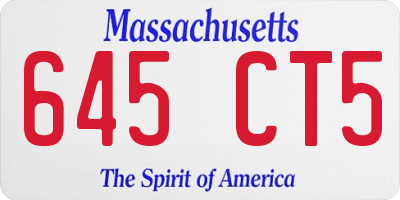MA license plate 645CT5