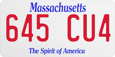 MA license plate 645CU4