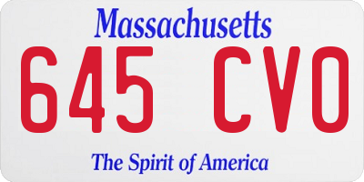 MA license plate 645CV0