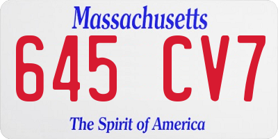 MA license plate 645CV7