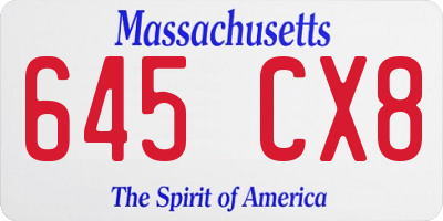 MA license plate 645CX8