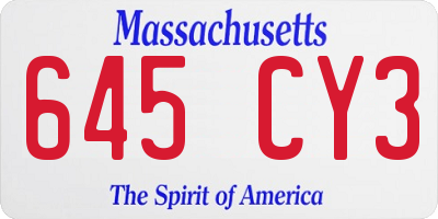 MA license plate 645CY3