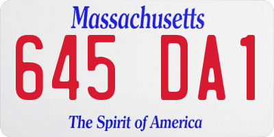 MA license plate 645DA1