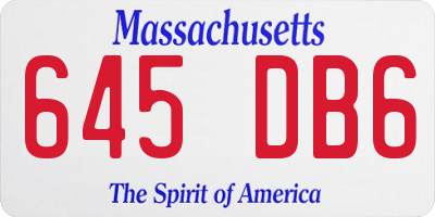 MA license plate 645DB6