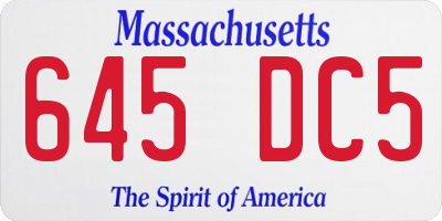 MA license plate 645DC5